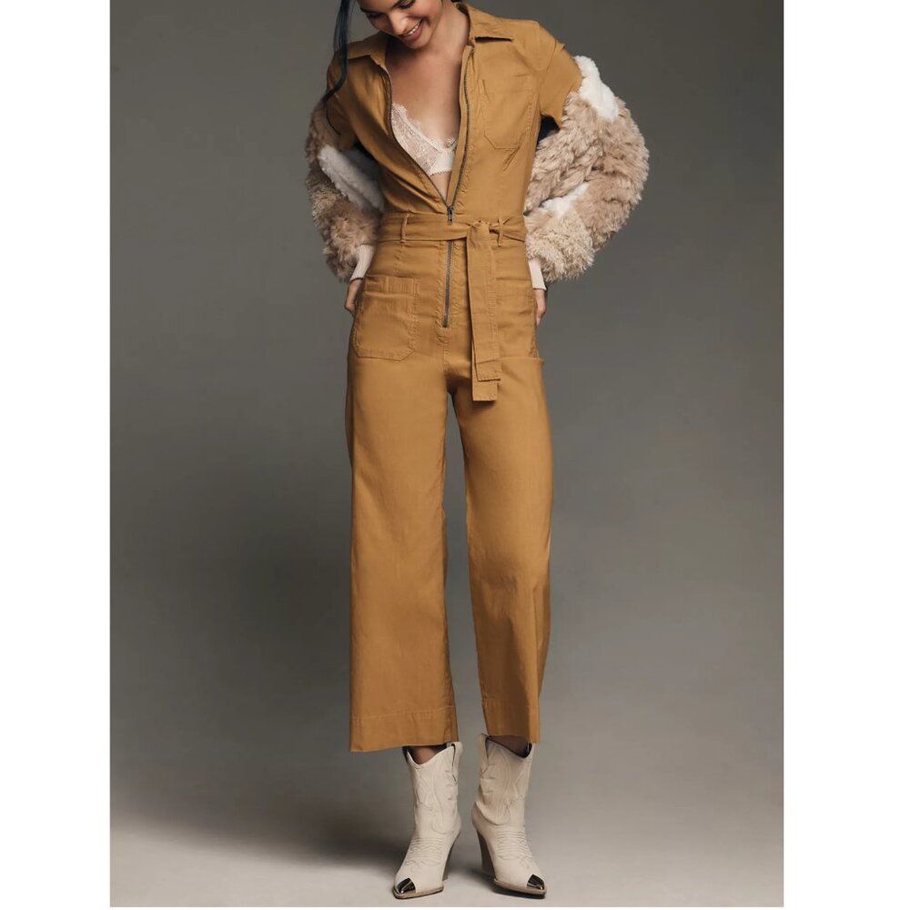 Anthropologie Maeve The Colette Weekend Jumpsuit Honey Brown 6